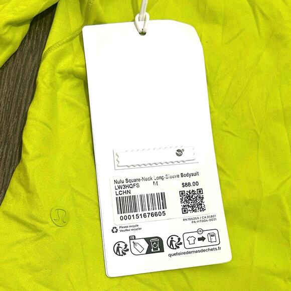NWT Lululemon Wundermost Ultra-Soft Nulu Square-Neck Long-Sleeve Bodysuit Size M - Picture 9 of 9